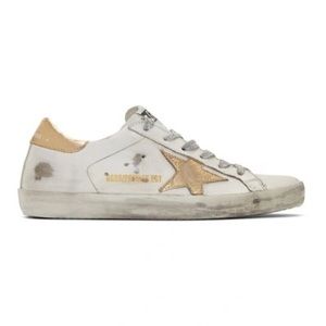 White and Gold Golden Goose Superstar Sneakers (size 37)